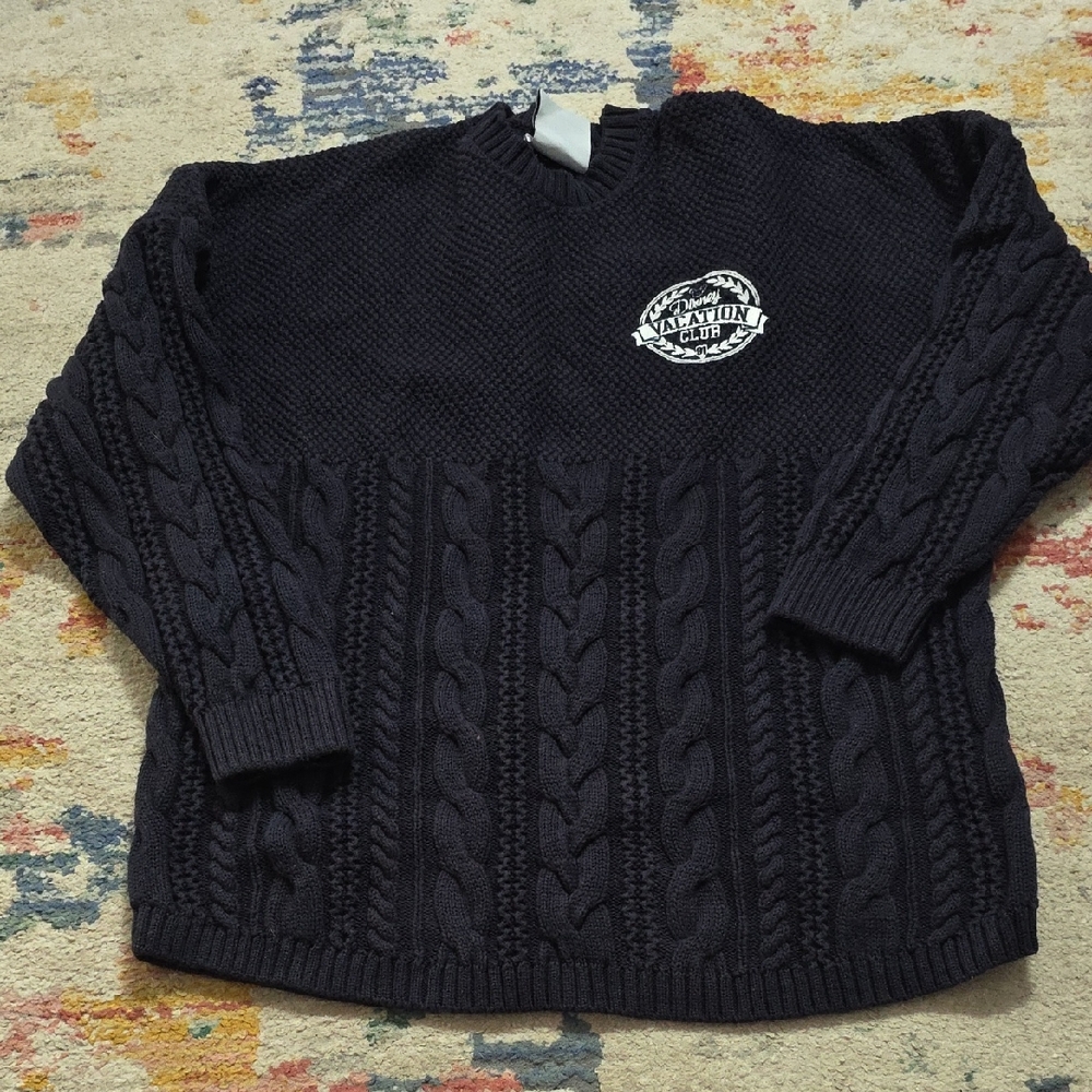 Disney Charcoal Cable Knit Crewneck Sweater
